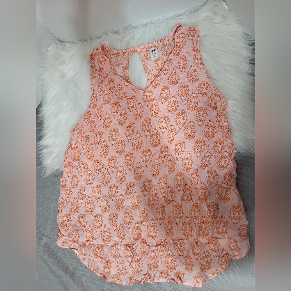 Maternity-Gap Orange Floral Tank Top, Size Large - Picture 4 of 4